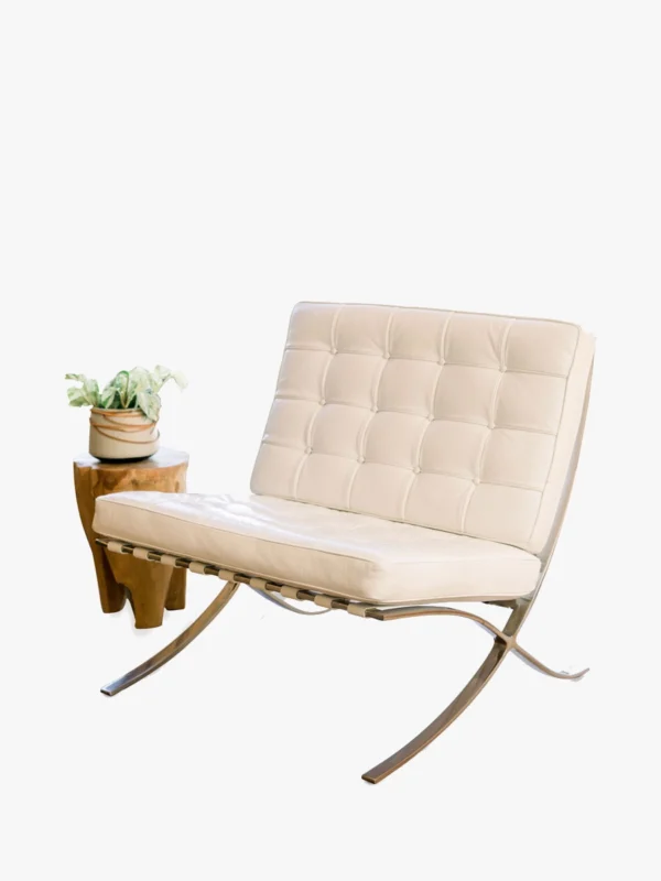 Modern Leather Bench Beige